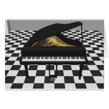 Grand Piano & Tile Floor: 3D Model: Greeting Cards