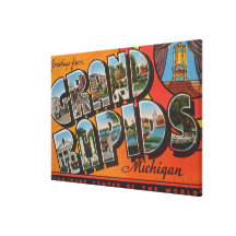 Grand Rapids, Michigan - Large Letter Scenes Canvas Print