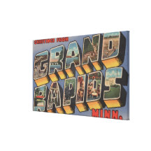 Grand Rapids, Minnesota - Large Letter Scenes Stretched Canvas Prints