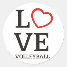 Grand volleyball d'AMOUR Autocollant Rond