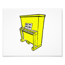 grand yellow upright piano with music.png art photo