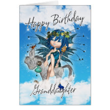 Granddaughter Birthday Card - With Sky Fairy On Ro
