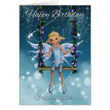 Granddaughter Happy Birthday cute fairy on swing Greeting Card
