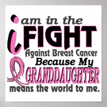 Granddaughter Means The World To Me Breast Cancer Posters