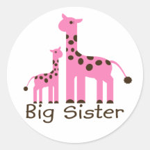 Grande soeur de girafe autocollant rond