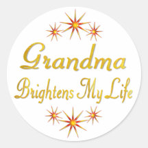 Grandma Brightens My Life Round Sticker