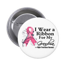 Grandma Floral Ribbon - Breast Cancer Buttons