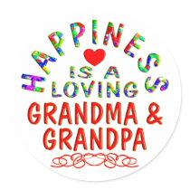Grandma & Grandpa Happiness Round Sticker