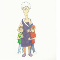 Grandma in a cast photo cutout