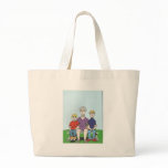 Grandma & kids on bench bags