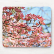 Grandma Loves You! mousepad Pink Flowers Floral