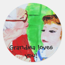 GRANDMA LOVES YOU ROUND STICKER