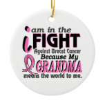Grandma Means The World To Me Breast Cancer Christmas Ornament
