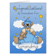 Grandma New Baby Boy Congratulations Greeting Cards