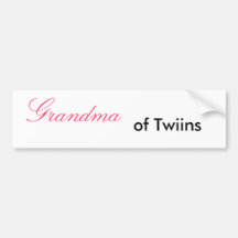 Grandma, of Twiins - Customized Bumper Sticker