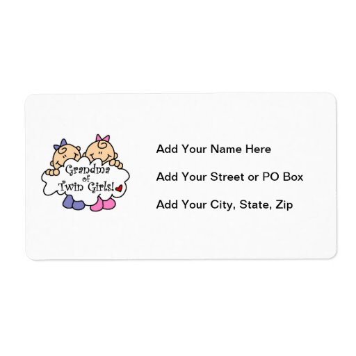 Grandma of Twin Girls Gifts Personalized Shipping Label