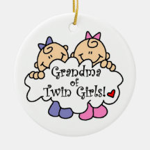 Grandma of Twin Girls Gifts Christmas Tree Ornament