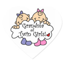 Grandma of Twin Girls Gifts Heart Sticker