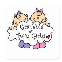 Grandma of Twin Girls Gifts Square Stickers