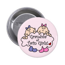 Grandma of Twin Girls Tshirts and Gifts Pin