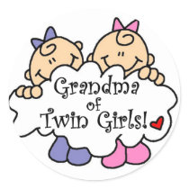 Grandma of Twin Girls Tshirts and Gifts Round Sticker