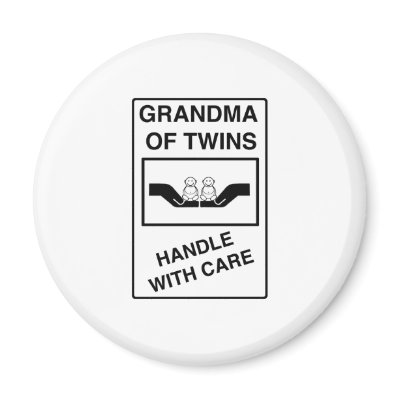 Grandma of Twins Handle With Care Refrigerator Magnet by Scrappintwins