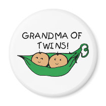 Grandma of Twins Pod Refrigerator Magnet