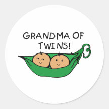 Grandma of Twins Pod Round Stickers