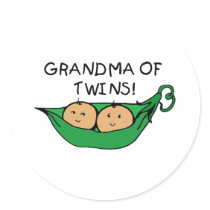 Grandma of Twins Pod Round Stickers