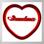 Grandma Red Heart Frame Print