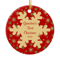 Grandma's First Christmas Red Snowflake Ornament