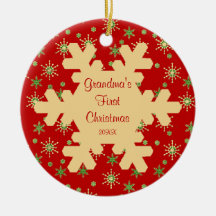 Grandma's First Christmas Red Snowflake Ornament