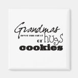 Grandmas hugs or cookies refrigerator magnet
