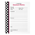 Grandmas Kitchen Chequered Red Accent Recipe Page Customized Letterhead