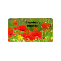 Grandma's Kitchen! labels stickers Poppy Flowers