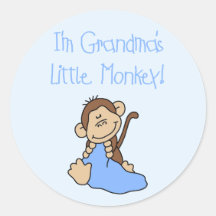 Grandma's Little Monkey - Blue Tshirts and Gifts Round Sticker