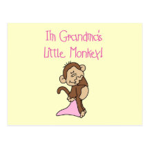 Grandma's Little Monkey - Pink T-shirts and Gifts Post Cards