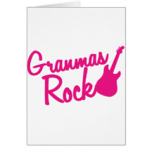 grandmas rock! with guitar greeting card