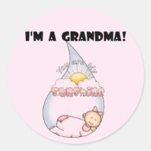 Grandma's Sunshine - Girl Tshirts and Gifts Round Stickers