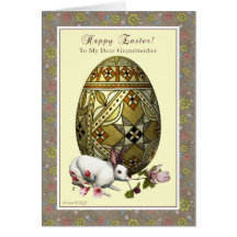 Grandmother Happy Easter - Egg and Bunny Greeting Card