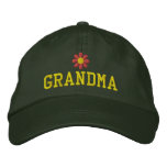 Grandmother Red Flower Embroidered Hat