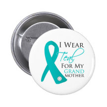 Grandmother - Teal Ribbon Ovarian Cancer Button