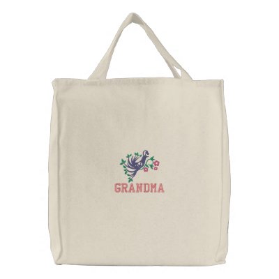 Grandmothers Peacock Embroidered Bag by mothersdaytshirts