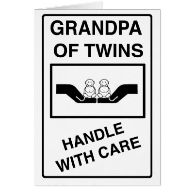 Grandpa of Twins Handle With Care Cards by Scrappintwins