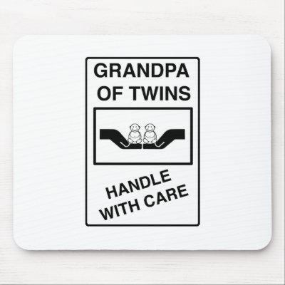 Grandpa of Twins Handle With Care Mouse Mat by Scrappintwins