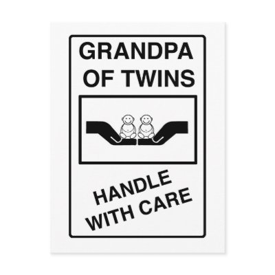 Grandpa of Twins Handle With Care Post Cards by Scrappintwins