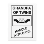 Grandpa of Twins Handle With Care Post Cards