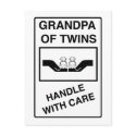 Grandpa of Twins Handle With Care postcards