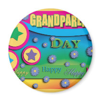 Grandparent's Day, Stars and Blue Flowers Refrigerator Magnet