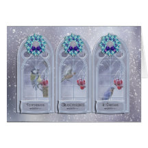 Grandparents, Garden Birds Christmas Window Greeti Greeting Cards